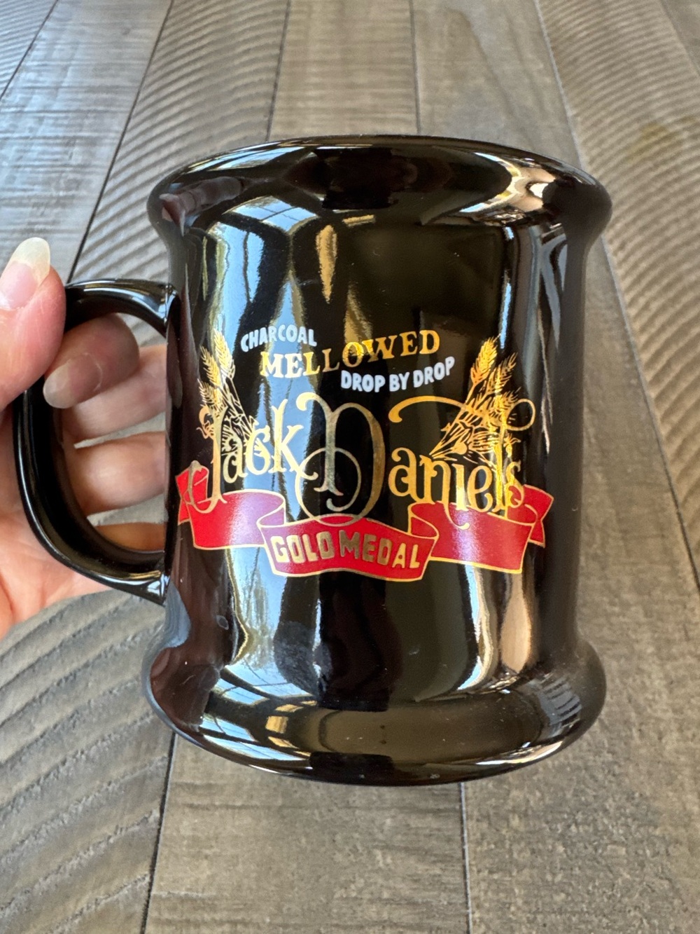 Jack Daniel's Charcoal Mellowed Black Ceramic “Whiskey” Coffee Mug